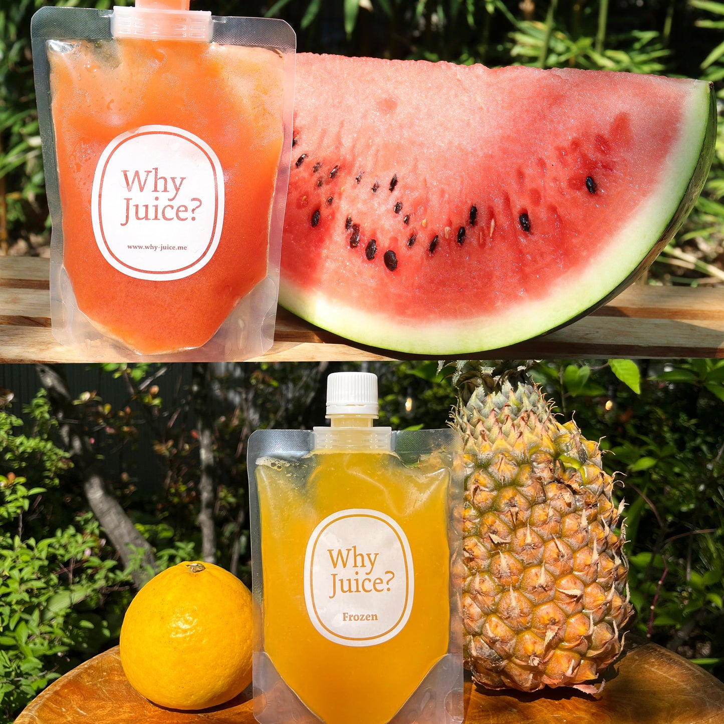 夏季限定!神奈川県三浦産スイカを使ったFrozen Cold Pressed Juice 【Mid Summer】と石垣島パイナップルを使った【Pine Aid】6本セット