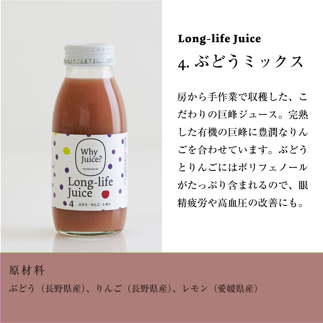 【無添加ジュース】Long-life Juice：5種類ミックス (20本入)