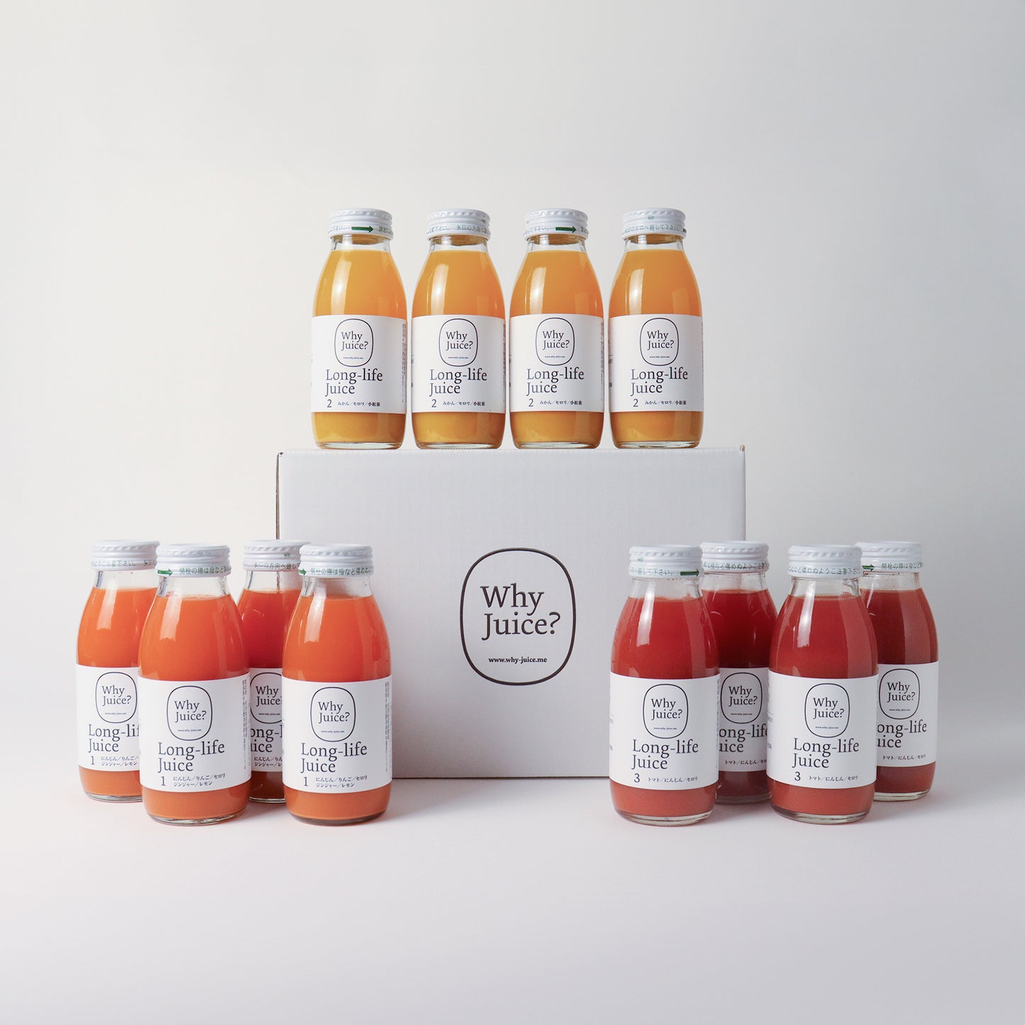 【無添加ジュース】Long-life Juice 12本ギフトボックス(にんじん、みかん、トマト)