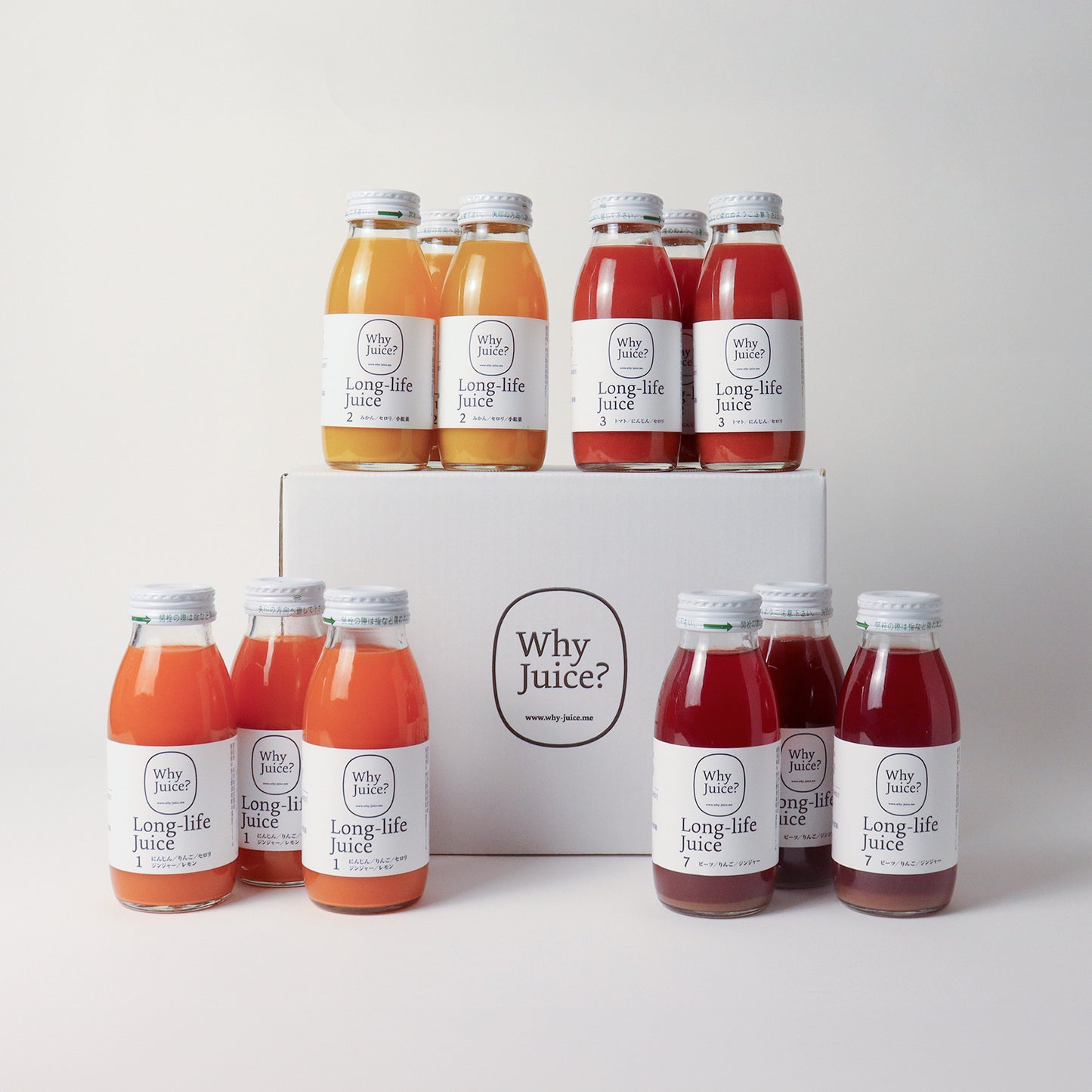 【無添加ジュース】Long-life Juice 12本ギフトボックス(にんじん、みかん、トマト、ビーツ)