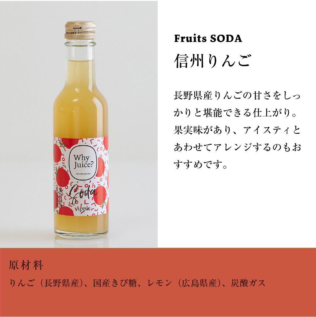 Fruits SODAとLong-life Juice の6本ギフトボックス(ジンジャーレモンソーダ、りんごソーダ、清見オレンジソーダ/にんじん、みかん、トマト)